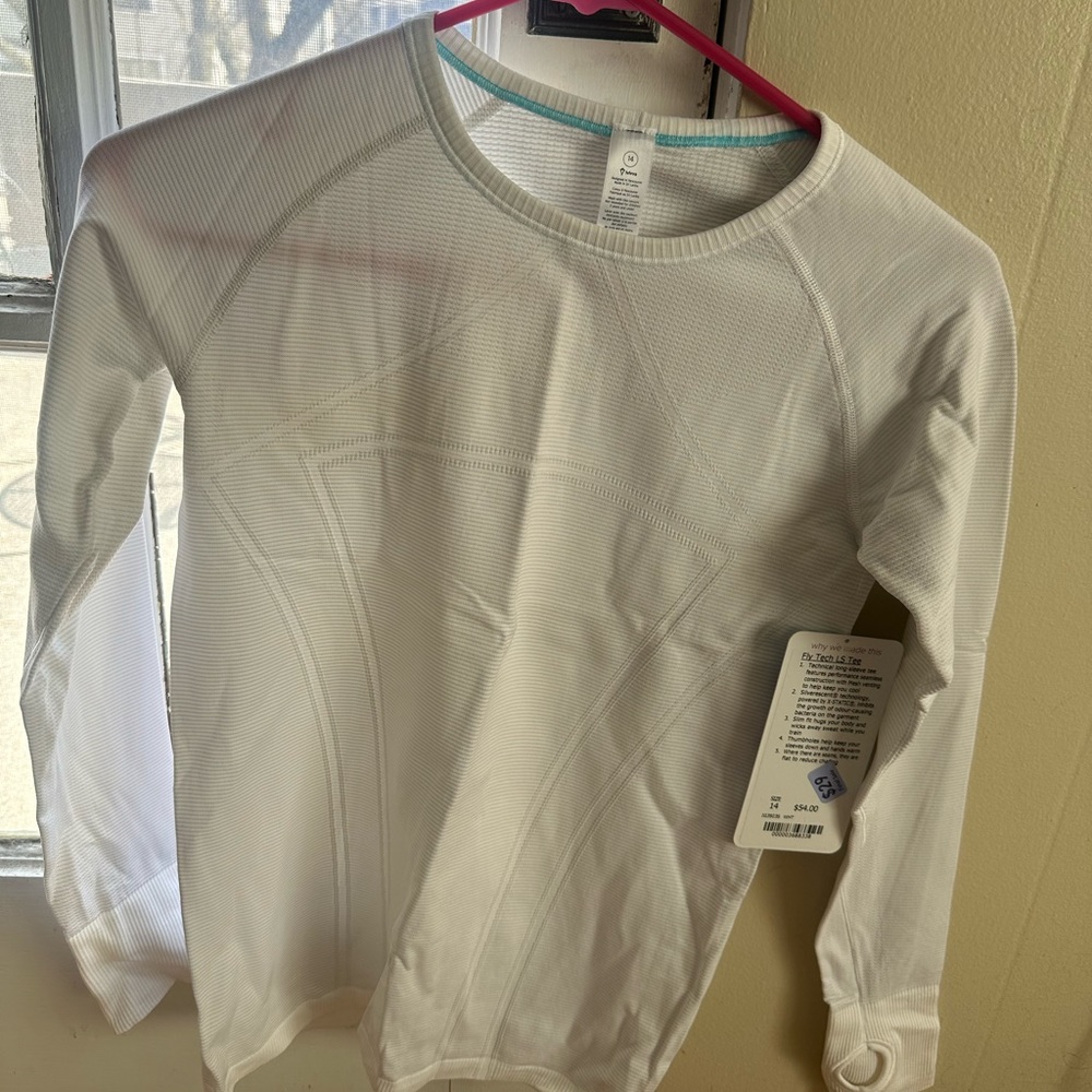 NWT Ivivva Long Sleeve Fly Tech Shirt Size 14 White